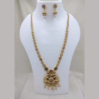 Lucentarts Jewellery Traditional Pota Stone And Pearl Designer  Long Necklace Set