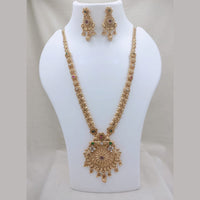 Lucentarts Jewellery Traditional Pota Stone And Pearl Designer  Long Necklace Set