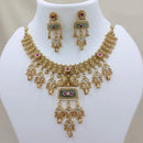 Lucentarts Jewellery Traditional Pota Stone And Pearl Designer Necklace Set