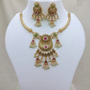 Lucentarts Jewellery Premium Pota Stone And Pearl Designer Necklace Set