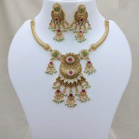 Lucentarts Jewellery Premium Pota Stone And Pearl Designer Necklace Set