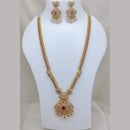 Lucentarts Jewellery Traditional Pota Stone And Pearl Designer  Long Necklace Set