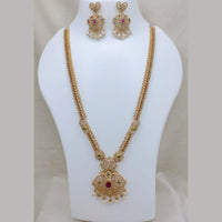 Lucentarts Jewellery Traditional Pota Stone And Pearl Designer  Long Necklace Set