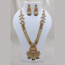 Lucentarts Jewellery Elegant Ethnic Pota Stone And Pearl Designer Long Necklace Set With Elephant Motifs