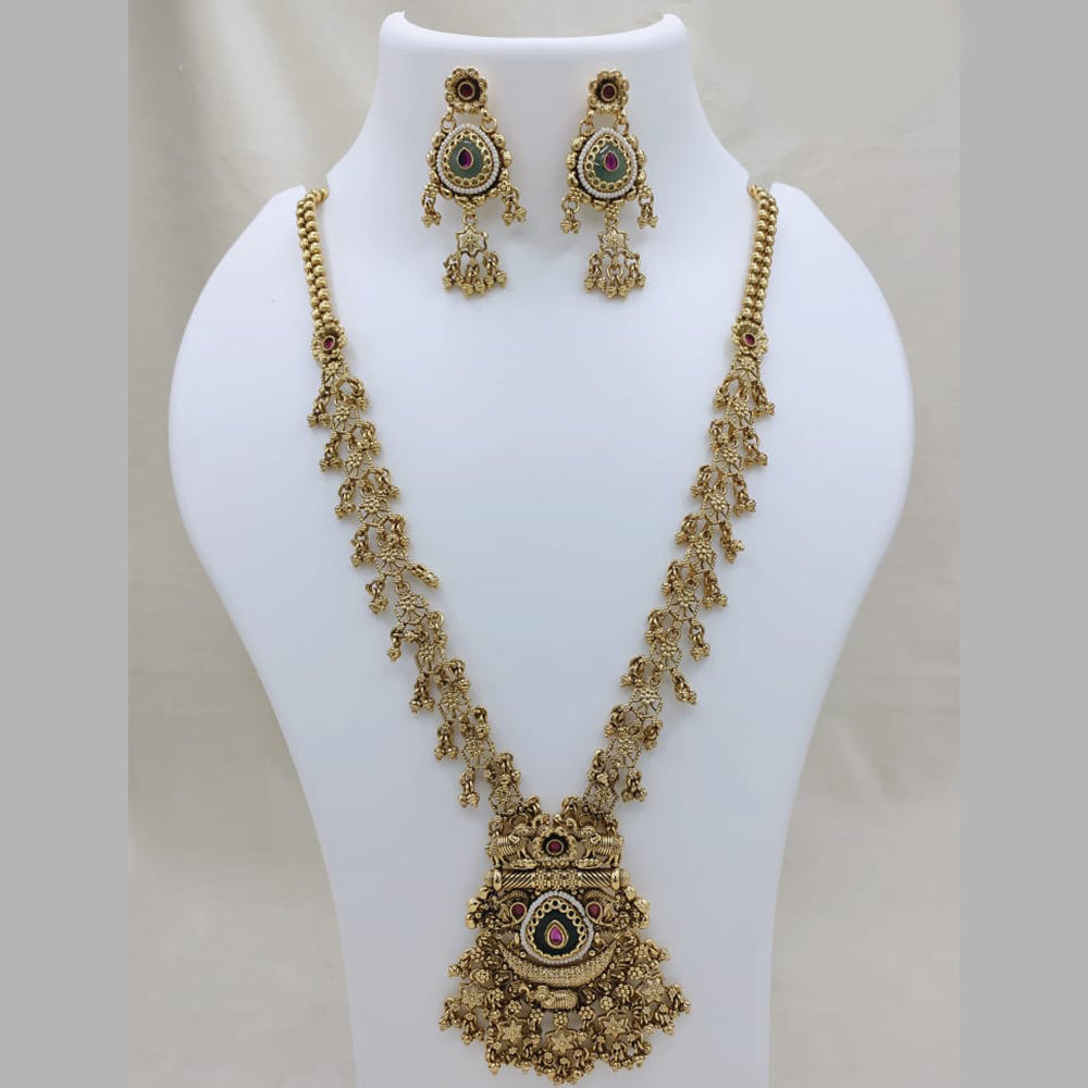 Lucentarts Jewellery Traditional Pota Stone And Pearl Designer Long Necklace Set