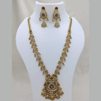 Lucentarts Jewellery Traditional Pota Stone And Pearl Designer Long Necklace Set