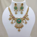 Lucentarts Jewellery Heritage Pota Stone And Pearl Meenakari Necklace Set