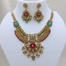 Lucentarts Jewellery Premium Pota Stone Beads And Pearl Designer Necklace Set