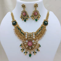 Lucentarts Jewellery Premium Pota Stone Beads And Pearl Designer Necklace Set