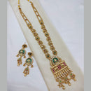 Lucentarts Jewellery Elegant Ethnic Pota Stone And Pearl Designer Long Necklace Set With Elephant Motifs