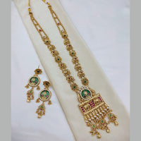 Lucentarts Jewellery Elegant Ethnic Pota Stone And Pearl Designer Long Necklace Set With Elephant Motifs