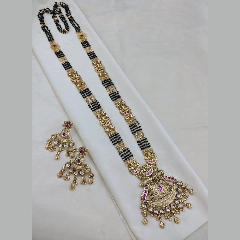 Lucentarts Jewellery Pota Stone Temple Black Beads Mangalsutra