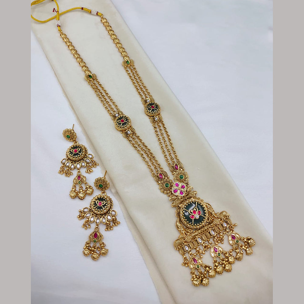 Lucentarts Jewellery Traditional Pota Stone And Pearl Designer Long Necklace Set