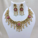 Lucentarts Jewellery Premium Pota Stone  And Pearl Designer Necklace Set