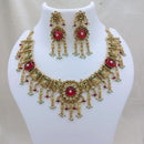 Lucentarts Jewellery Premium Pota Stone  And Pearl Designer Necklace Set