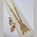 Lucentarts Jewellery Traditional Pota Stone And Pearl Designer Long Necklace Set
