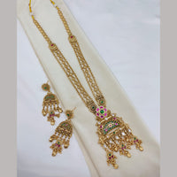 Lucentarts Jewellery Traditional Pota Stone And Pearl Designer Long Necklace Set