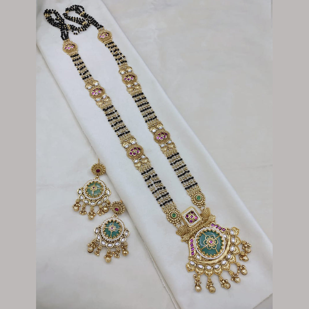 Lucentarts Jewellery Pota Stone Temple Black Beads Mangalsutra