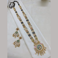 Lucentarts Jewellery Pota Stone Temple Black Beads Mangalsutra