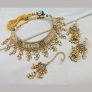 Lucentarts Jewellery Heritage Pota Stone And Pearl Meenakari Necklace Set