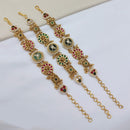 Lucentarts Jewellery Elegant Ethnic Gold Plated Pota Stone And Pearl  Adjustable Bracelet