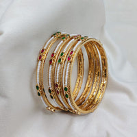 Lucentarts Jewellery Radiant Pota Stone And Pearls Bangles Set