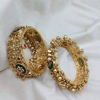 Lucentarts Jewellery Radiant Pota Stone And Pearls Openable Bangles Set