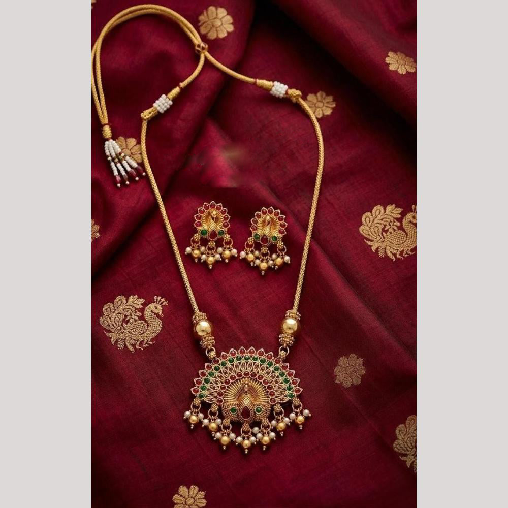 Lucentarts Jewellery Premium Pota Stone And Pearl Designer Necklace Set