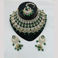 Lucentarts Jewellery Premium Kundan Stone And Pearl Meenakari Choker Necklace Set 
