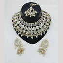 Lucentarts Jewellery Premium Kundan Stone And Pearl Meenakari Choker Necklace Set