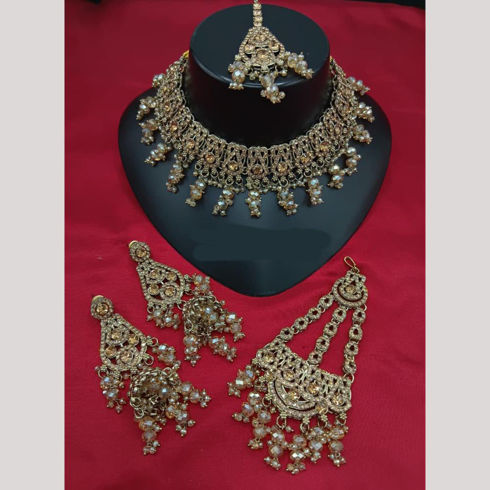 Lucentarts Jewellery Classic Crystal Stone And Pearl Choker Necklace Set