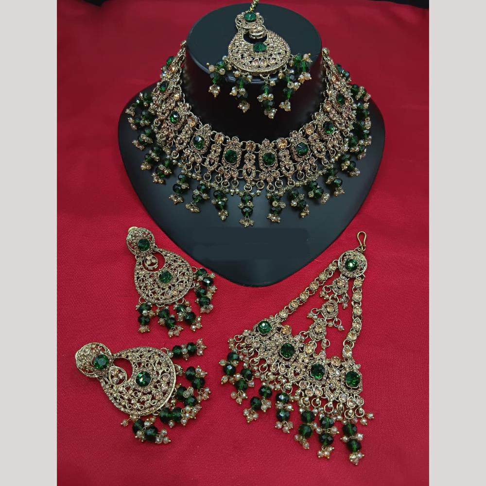 Lucentarts Jewellery Classic Crystal Stone And Pearl Choker Necklace Set