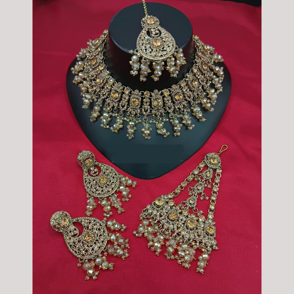 Lucentarts Jewellery Classic Crystal Stone And Pearl Choker Necklace Set