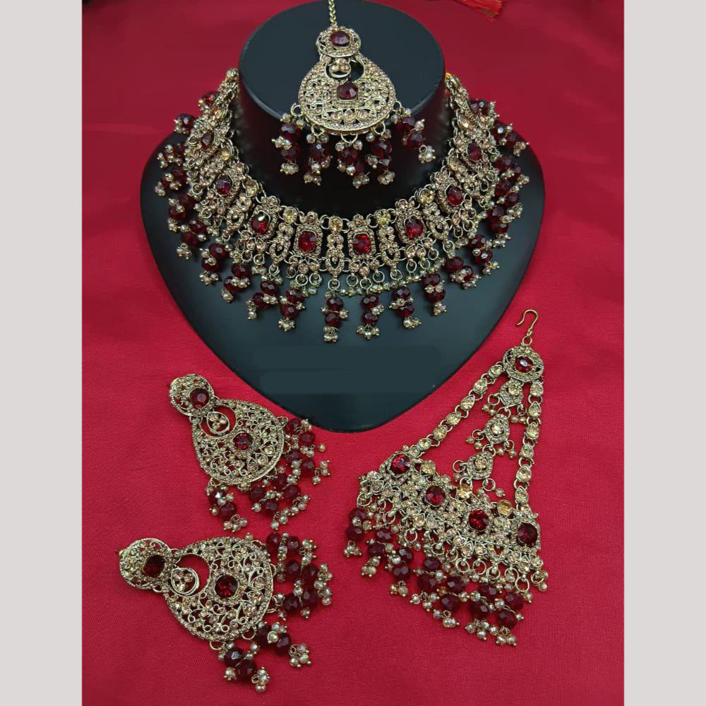 Lucentarts Jewellery Classic Crystal Stone And Pearl Choker Necklace Set
