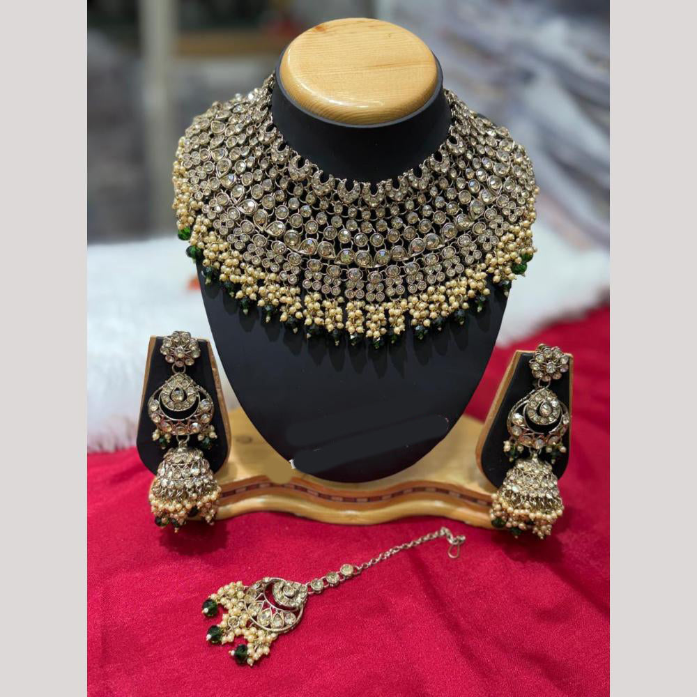 Lucentarts Jewellery Classic Crystal Stone And Pearl Choker Necklace Set