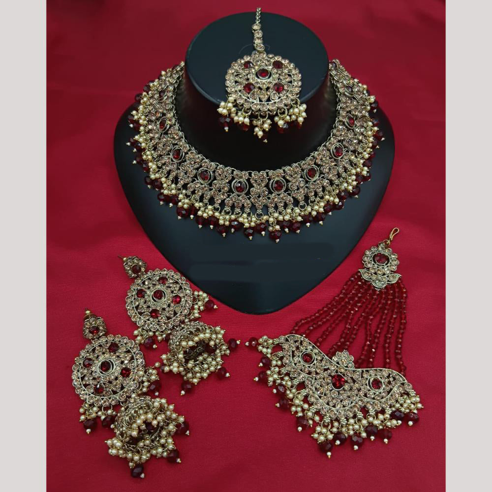 Lucentarts Jewellery Classic Crystal Stone And Pearl Choker Necklace Set