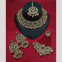 Lucentarts Jewellery Classic Crystal Stone And Pearl Choker Necklace Set