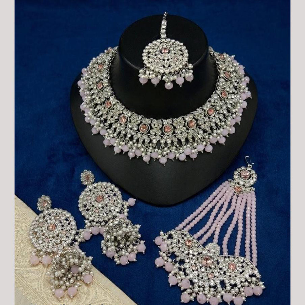 Lucentarts Jewellery Classic Crystal Stone And Pearl Choker Necklace Set