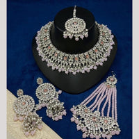 Lucentarts Jewellery Classic Crystal Stone And Pearl Choker Necklace Set