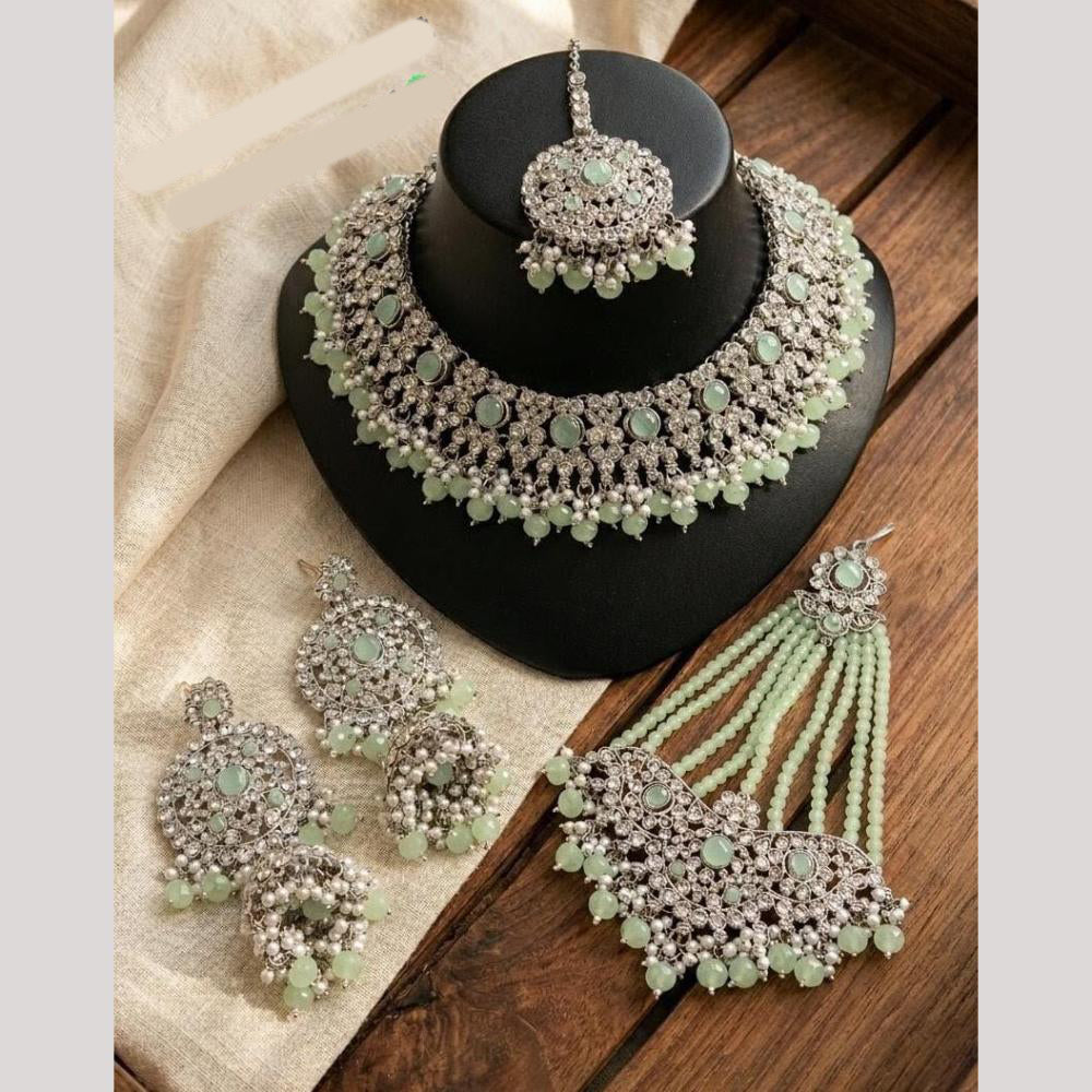 Lucentarts Jewellery Classic Crystal Stone And Pearl Choker Necklace Set