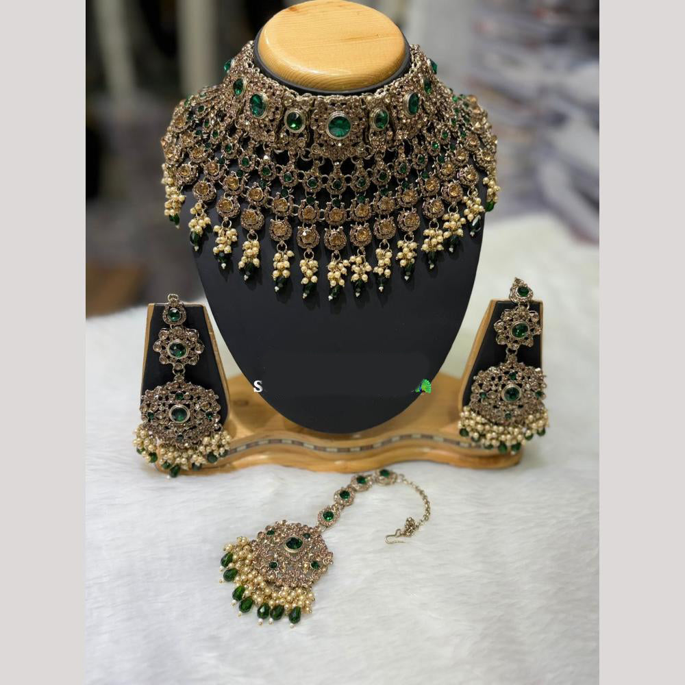 Lucentarts Jewellery Classic Crystal Stone And Pearl Choker Necklace Set