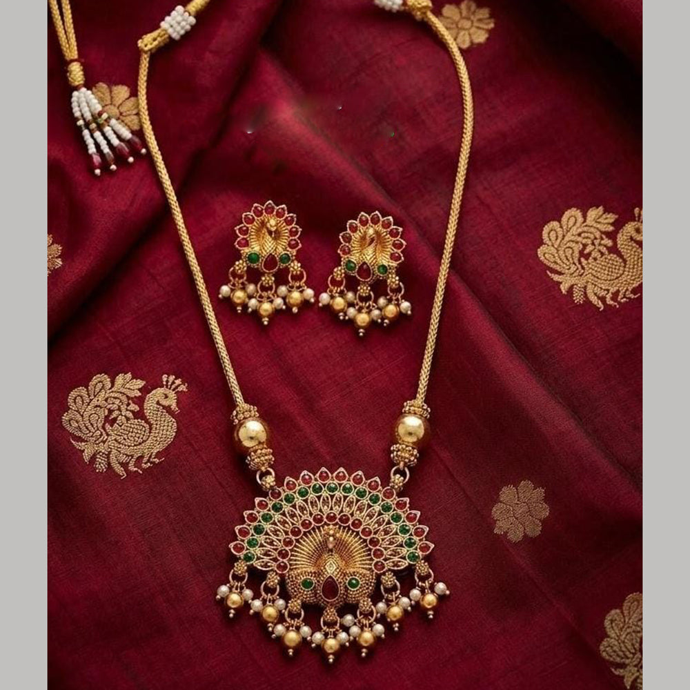 Lucentarts Jewellery Premium Pota Stone And Pearl Designer Necklace Set