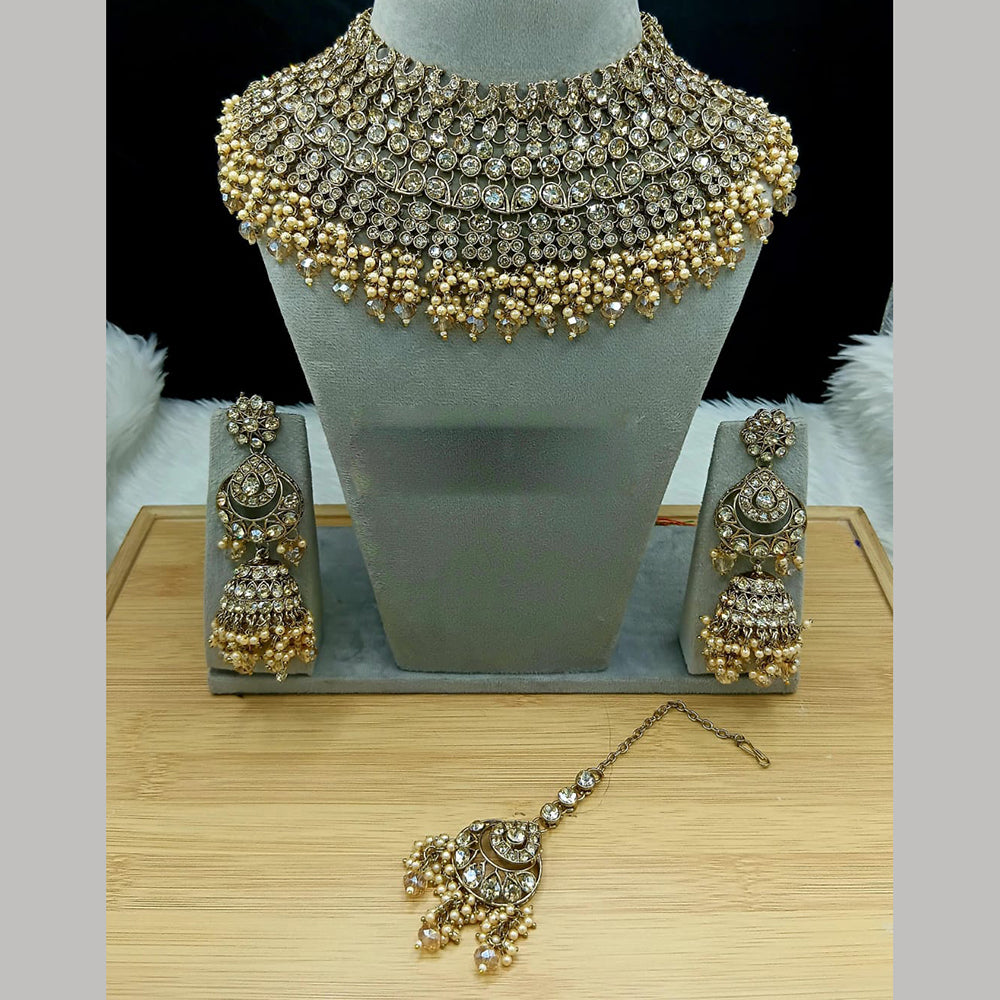 Lucentarts Jewellery Classic Austrain Stone And Pearl Choker Necklace Set