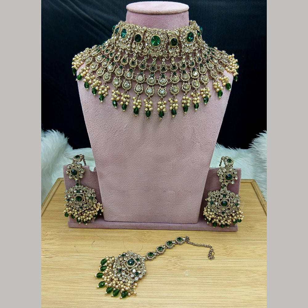 Lucentarts Jewellery Classic Crystal Stone And Pearl Choker Necklace Set