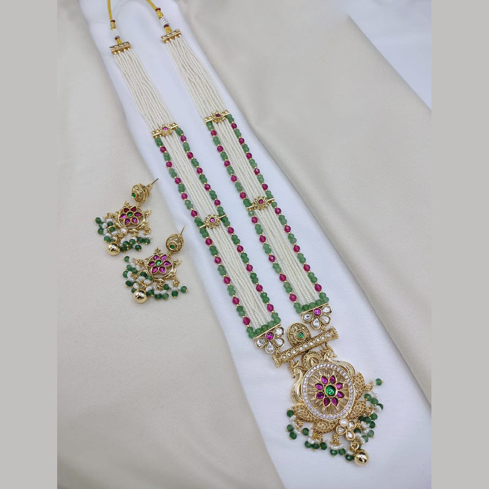 Lucentarts Jewellery Elegant Pota Stone And Pearl Long Necklace Set