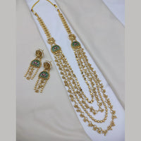 Lucentarts Jewellery Elegant Pota Stone And Pearl Long Necklace Set