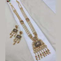 Lucentarts Jewellery Elegant Pota Stone And Pearl Long Necklace Set