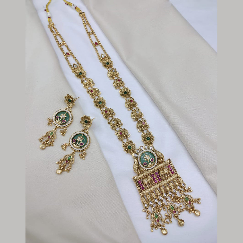 Lucentarts Jewellery Elegant Pota Stone And Pearl Long Necklace Set