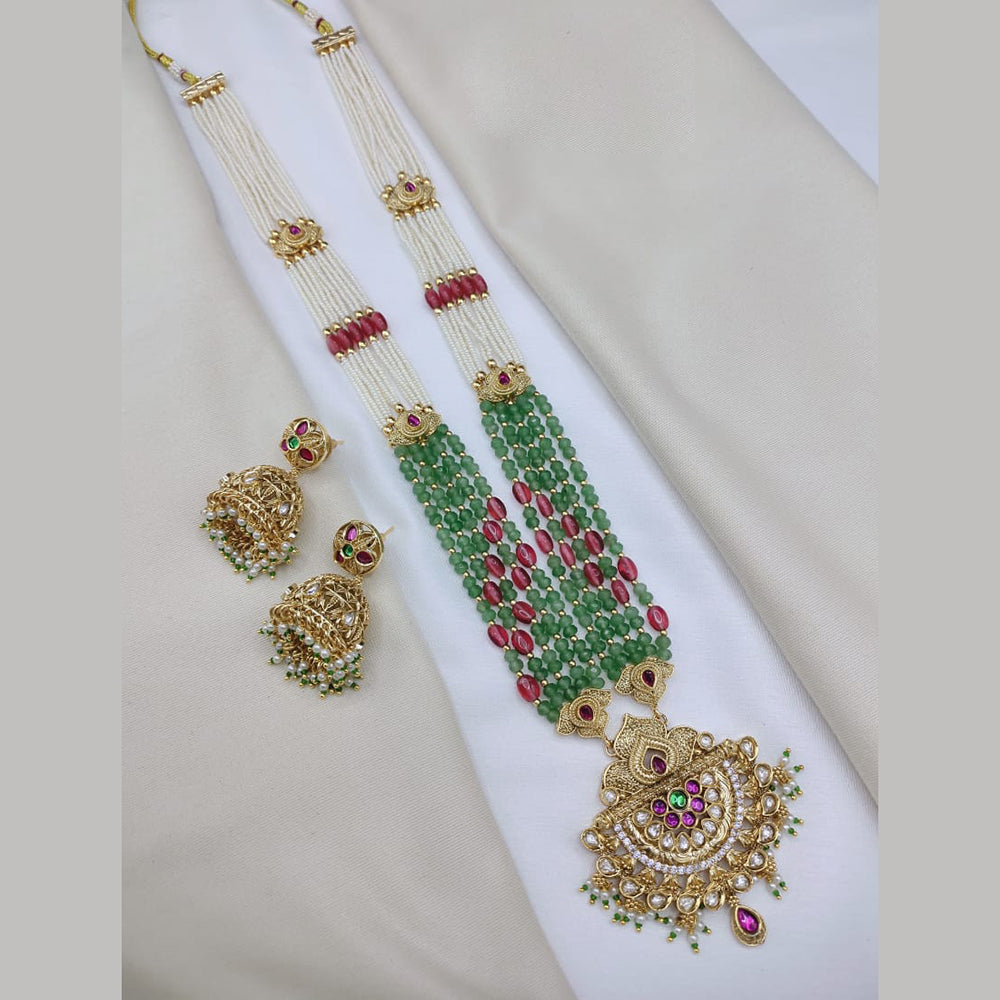 Lucentarts Jewellery Elegant Pota Stone And Pearl Long Necklace Set