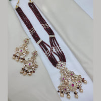 Lucentarts Jewellery Elegant Pachi Kundan Stone And Pearl Meenakari Long Necklace Set